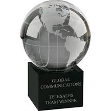 Crystal Globe on Black Crystal Stand