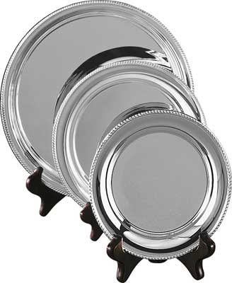 Handmade in Britain Heavy Gauge Silverplated Gadroon Mounted Salvers