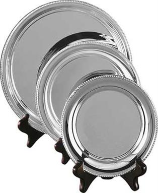 Handmade in Britain Heavy Gauge Silverplated Gadroon Mounted Salvers