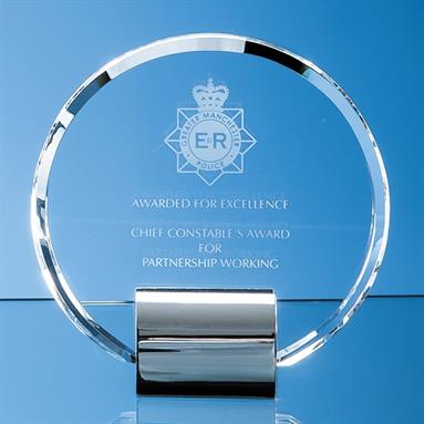 SY2006 14cm Crystal Round Award Metal Base
