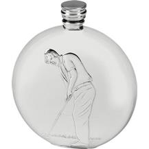 6oz Pewter Golfing Hip Flask