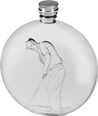 6oz Pewter Golfing Hip Flask