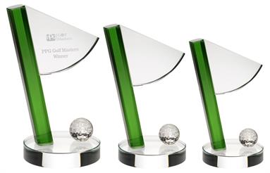 JB3003A Golf Trophy Glass Flag