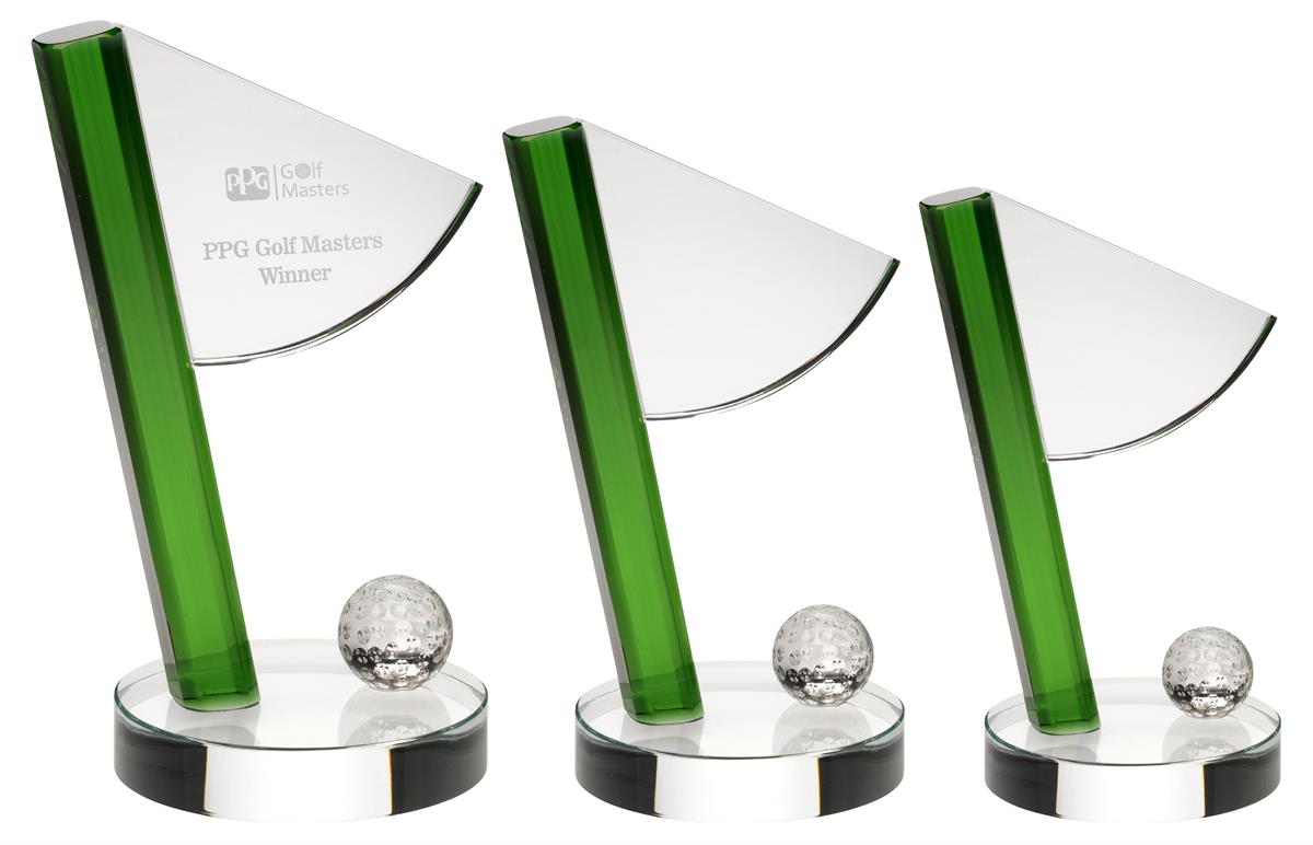 JB3003A Golf Trophy Glass Flag