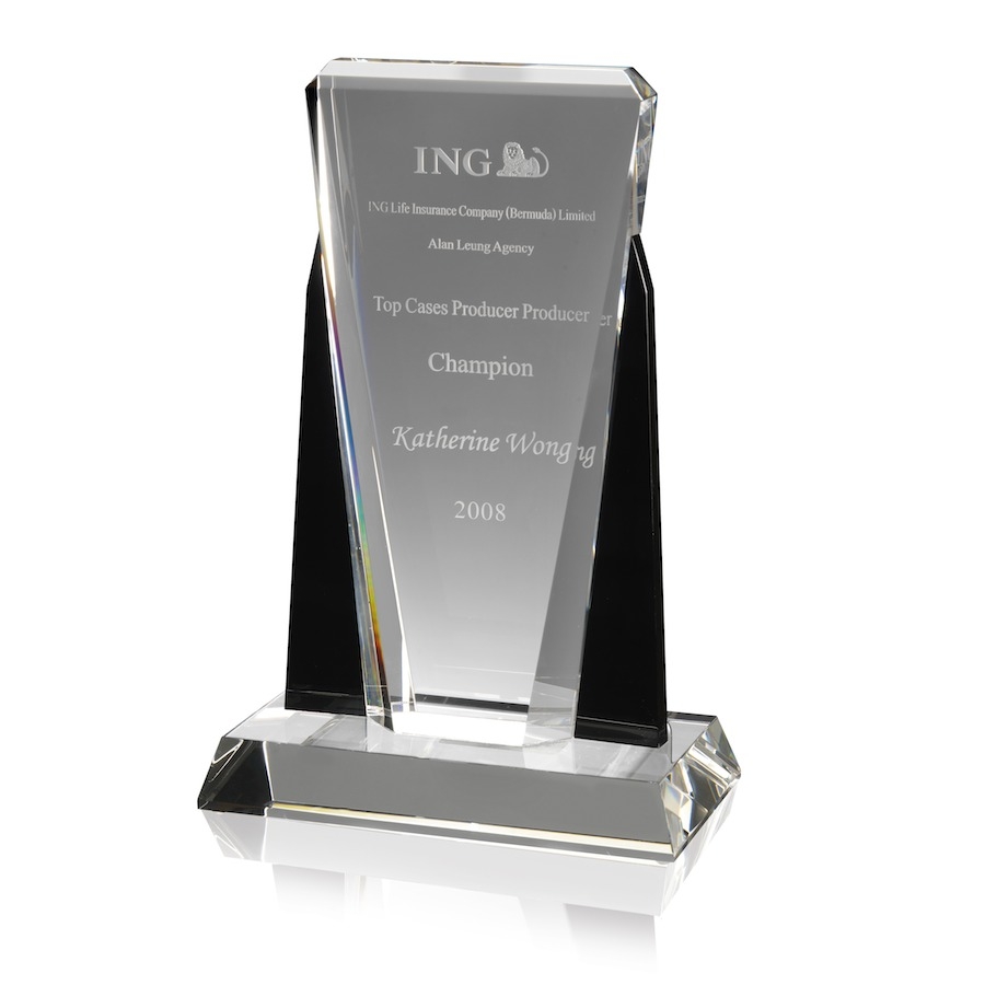 AC76 Black and Clear Optical Crystal Award