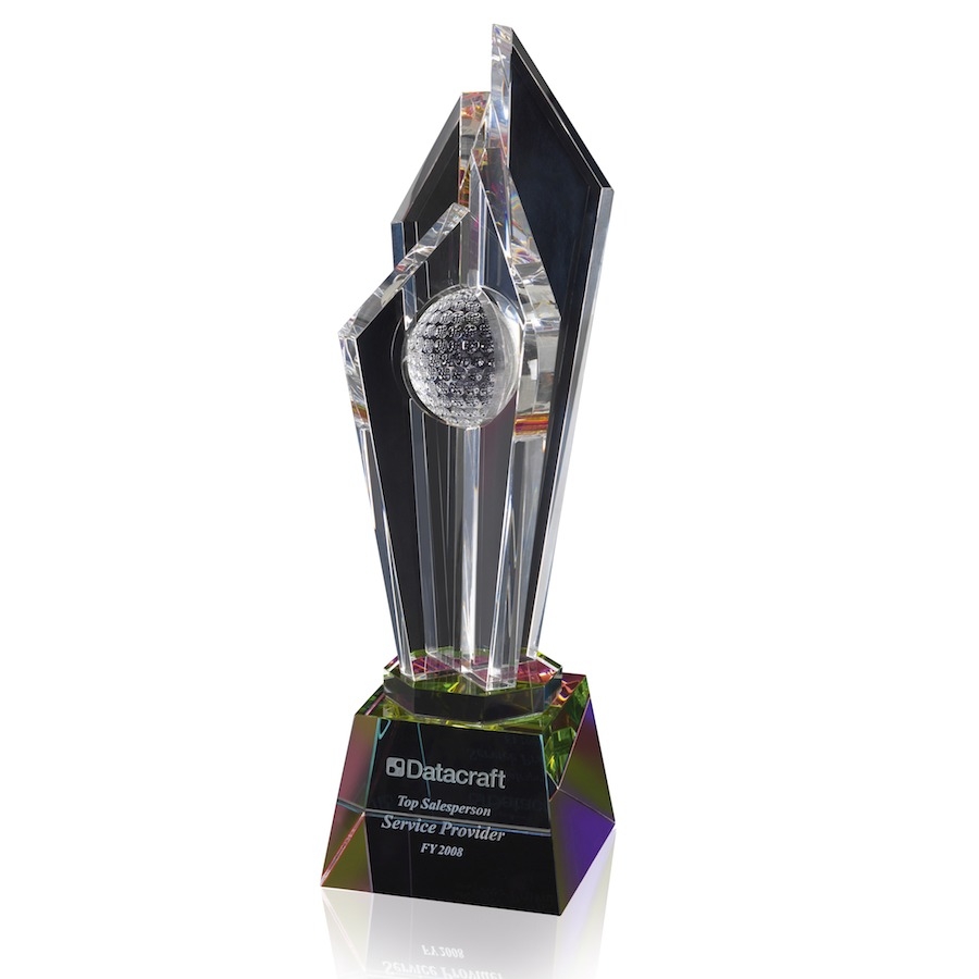 Optical Crystal Golf Award with Amazing Light Refractions - AC89
