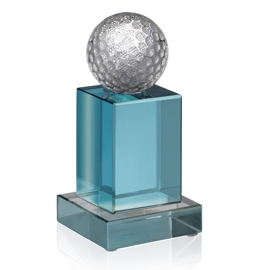 2 inch Golf Ball on Coloured Crystal Stem -  Stands 5.5 inches tall - JOG011
