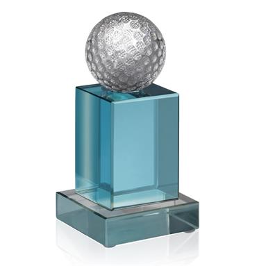 2 inch Golf Ball on Coloured Crystal Stem -  Stands 5.5 inches tall - JOG011