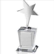 Silver Finish Star on clear Crystal Base - TZ019