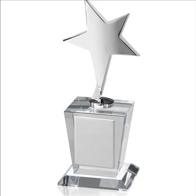 Silver Finish Star on clear Crystal Base - TZ019