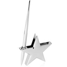 Nickel Finish Star Name Card Holder with Pen - BG070