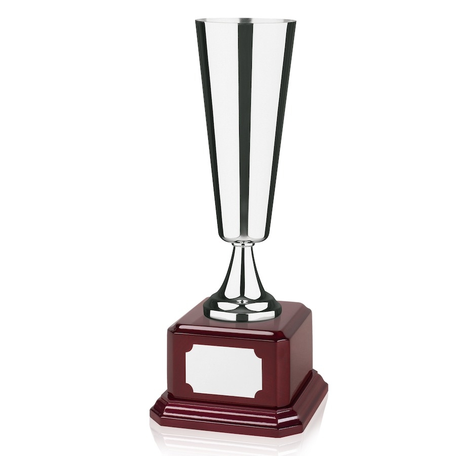 Silverplated Fluted Award Mounted on Piano Rosewood Base