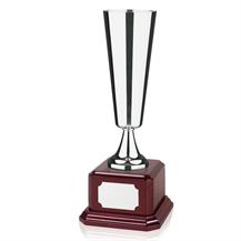Silverplated Fluted Award Mounted on Piano Rosewood Base