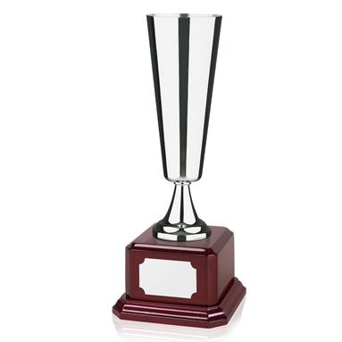 Silverplated Fluted Award Mounted on Piano Rosewood Base
