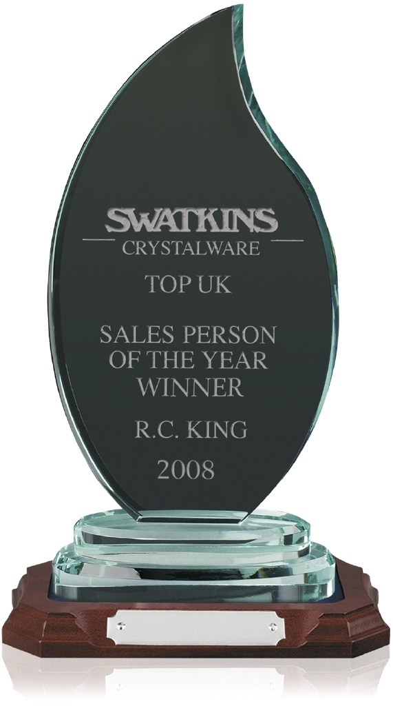 Jade Crystal Flame Award - 10.5inch - 11.75inch with base - AC16C