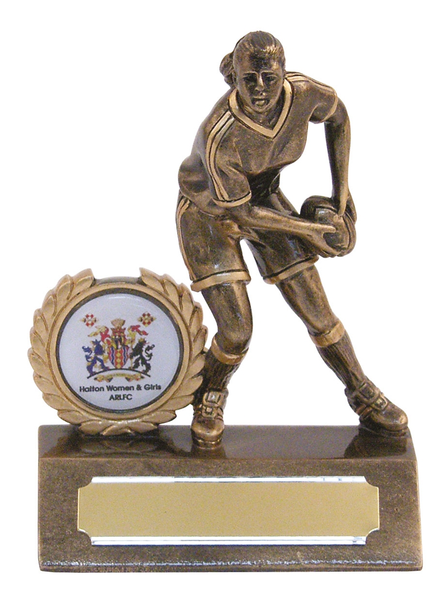 Beautiful Resin Mini Female Rugby Trophy