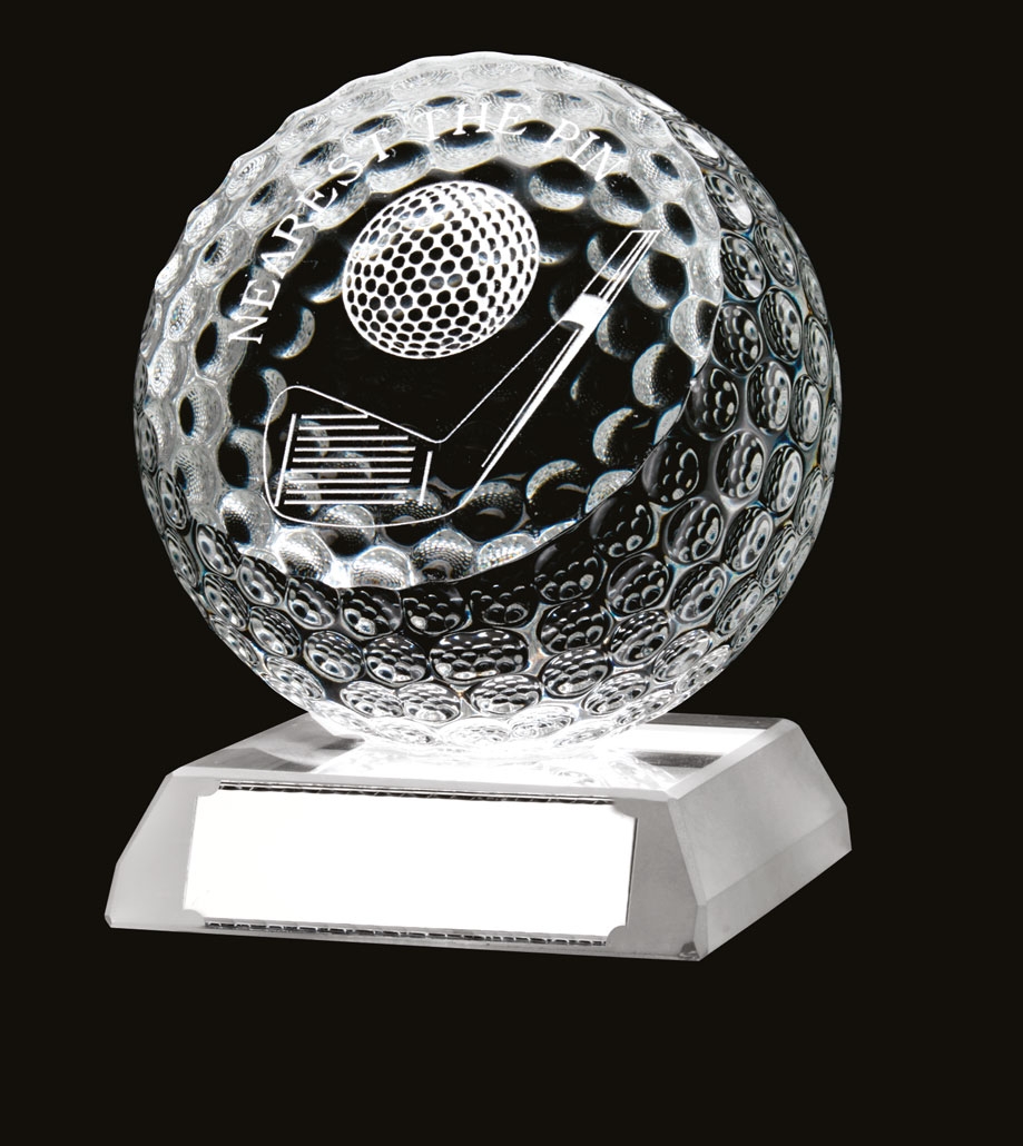 Beautiful Glass Golf 'Nearest The Pin' Ball Trophy