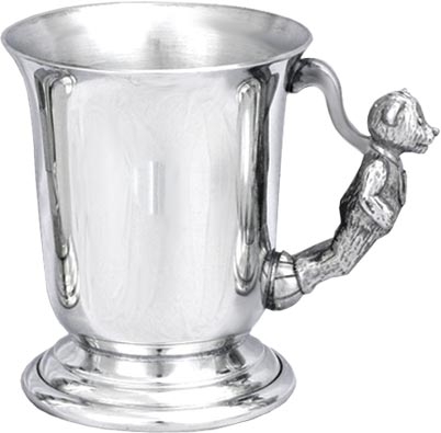 Child's Pewter 'Bell' Tankard - Teddy Bear Handle