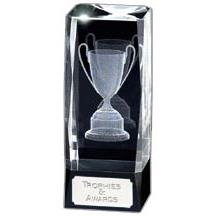 Optical Laser Crystal Award with 3D Trophy Cup